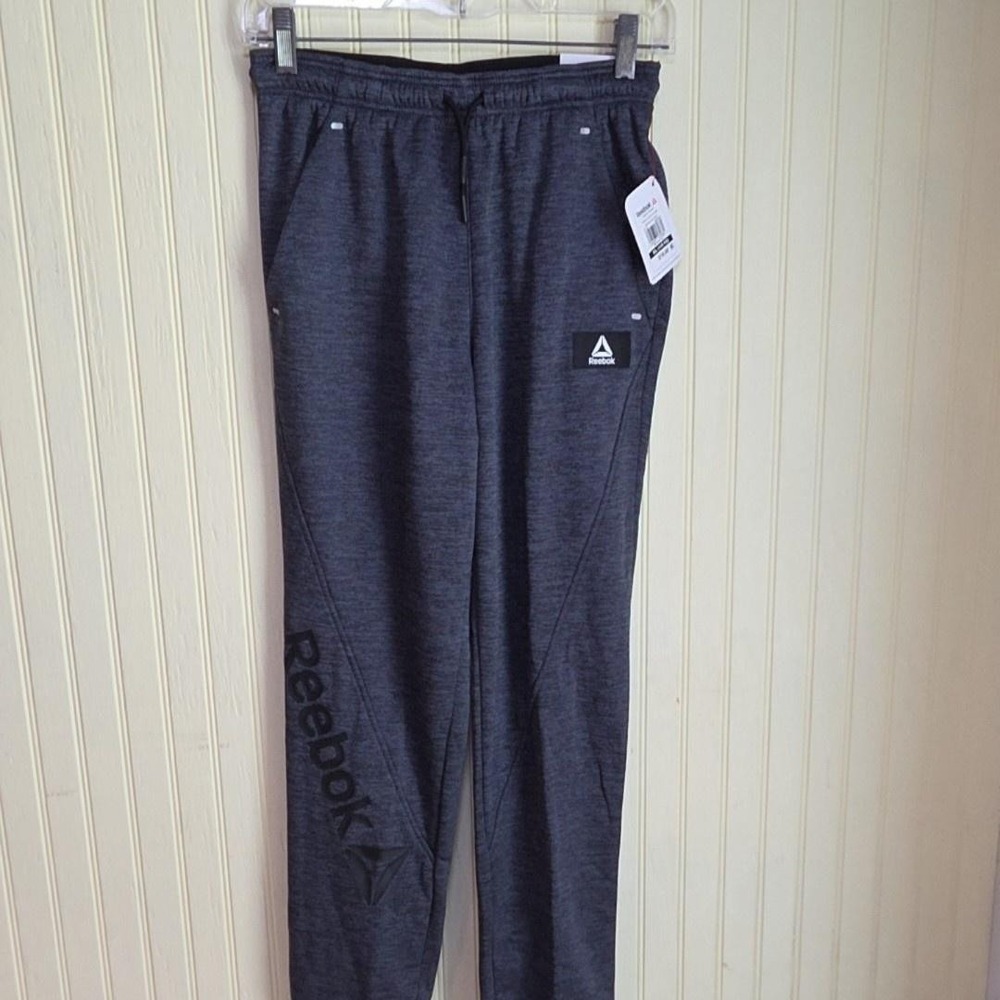 Reebok Pants Youth XL 14-16 Gray Slim Terry Jogger Fleece‎ Ankle Knit Pants